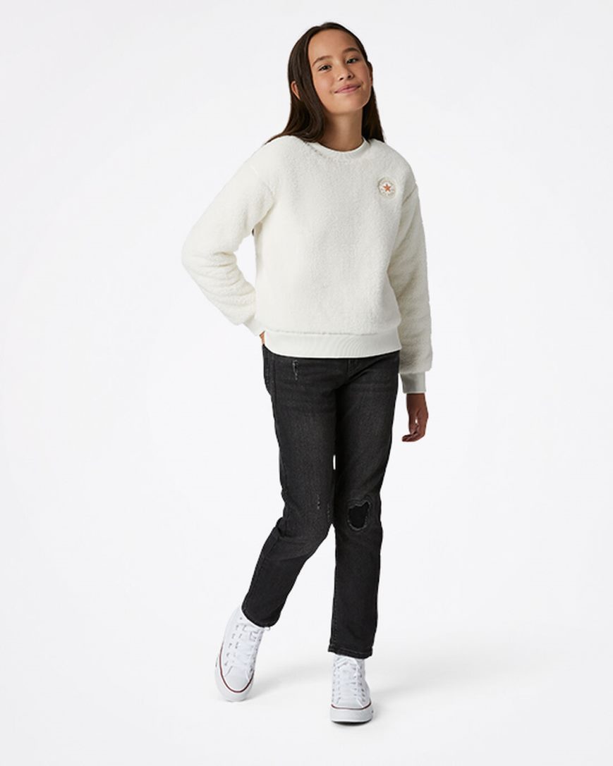 Dívčí Mikiny Converse Sherpa Crewneck Béžový | CZ UCGQ49